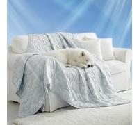 NWK Dog Cooling Blanket, Ice Silk Cool to Touch Material, Bed Cover, Furniture Protector Couch Sofa for Summer, Anxiety Relief-Machine Washable(Grey,60'' X 80'')