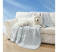 NWK Dog Cooling Blanket, Q-Max>0.345, Ice Silk Cool to Touch Material, Bed Cover, Furniture Protector Couch Sofa for Summer, Anxiety Relief-Machine Washable (Misty Gray,100CM*150CM)