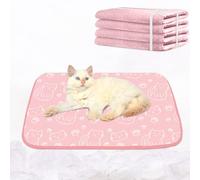 NWK Pet Cooling Mat - Ice Silk Cooling Mat for Dogs & Cats Portable & Washable Pet Cooling Blanket, Car Seats, Beds for Summer (4, Pink Cat, 16’’ X 20’’ X 0.3)