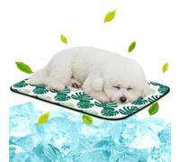 NWK Pet Cooling Mat -Q-Max>0.345 Ice Silk Cooling Mat for Dogs & Cats Portable & Washable Pet Cooling Blanket, Car Seats, Beds for Summer (Green Leaf, 70cm X 50cm X 0.75cm)
