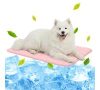 NWK Pet Cooling Mat -Q-Max>0.345 Ice Silk Cooling Mat for Dogs & Cats Portable & Washable Pet Cooling Blanket, Car Seats, Beds for Summer (Pink Cat, 100cm X 70cm X 0.75cm)