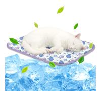NWK Pet Cooling Mat -Q-Max>0.345 Ice Silk Cooling Mat for Dogs & Cats Portable & Washable Pet Cooling Blanket, Car Seats, Beds for Summer (Purple Fish, 50cm X 40cm X 0.75cm)