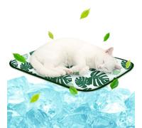 NWK Pet Cooling Mat -Q-Max>0.345 Ice Silk Cooling Mat for Dogs & Cats Portable & Washable Pet Cooling Blanket, Car Seats, Beds for Summer (Green Leaf, 50cm X 40cm X 0.75cm)