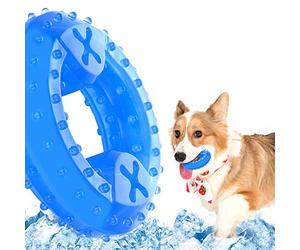 NWK Pet Teether Cooling Chew Toy for Dogs Teething Toy for Puppies, Fit with Treats for More Fun (Chewing Ring)
