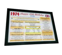NWM-gifts PERSONALISED BIRTHDAY GIFT - THE DAY YOU WERE BORN - BLACK FRAME. AVAILABLE FOR 18th, 21st, 30th, 40th, 50th, 60th, 65th, 70th, 75th and 80th BIRTHDAYS *ANY YEAR AVAILABLE