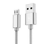NWNK13® Compatible for Samsung Galaxy S7 Edge / G935 3.0A Silver Premium Micro USB Cable Fast Charging & Sync Lead Nylon Braided Samsung S7 edge [ 3M ]