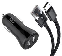 NWNK13 Fast Car Charger for Samsung Galaxy A14 A54 A34 A52 A52S A53 A23 A33 Mobile Phone in Car Charger 2 Port USB Car Adapter Fast Charging 4.8A 1mt Type C USB Cable High Speed Lead Wire (Black)