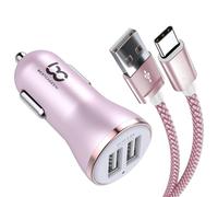 NWNK13 Fast Car Charger for Samsung Galaxy A14 A54 A34 A52 A52S A53 A23 A33 Mobile Phone in Car Charger 2 Port USB Car Adapter Fast Charging 4.8A with 1mt Type C USB Cable High Speed Lead Wire
