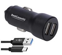 NWNK13 Fast Car Charger for Samsung Galaxy S10 lite Mobile Phone in Car Charger 2 Port USB Car Adapter Fast Charging 3.4A with 1mt Type C USB Cable High Speed Lead Wire (Black)