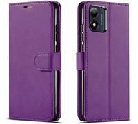 NWNK13 For Motorola Moto E13 Case Leather Wallet Book Flip Folio Stand View Phone Cover with Card Slots Kickstand for Motorola E13 (Purple, Motorola Moto E13)