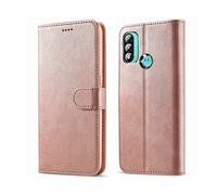 NWNK13 For Motorola Moto E20 / E30 / E40 Case Leather Wallet Book Flip Folio Stand View Magnetic Closure with Card Slots Cover for Moto E30 (Rose Gold)