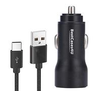 NWNK13 Nokia 7.1 Black in Car Charger 2 Port USB Car Adapter Fast Charging 12V 24W 3.4A with 1mt / 3.3ft Type C USB Cable Compatible for Nokia 7.1