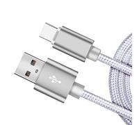 NWNK13 USB C CableType C Fast Charging Cable for Samsung Galaxy S20 S20 plus S20 ultra Nylon Braided Android Phone Charger Lead Wire Sync Cord silver 2mt