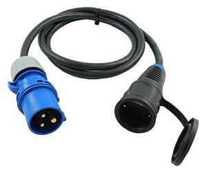NWP Adapter CEE Plug 230 V 16 A to Schuko Coupling - 1.5 m Connection Cable 3 x 2.5 Rubber Hose Cable - IP44 - For Camping, Caravan, Boat, Markets