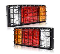 NWpangu 12V LED Truck Tail Rear Lights, Multi-Functional Iron Framed LED Stop Brake Turn Singal Running Reverse Light with Flower Pattern Design, Universal, 2PCS