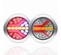 NWpangu 4 inch LED Round Tail Lights Multifunctional Truck Rear Light Brake Stop Turn Signal Reverse Lights for Truck Tractor Trailer Pickup, 2PCS. (Silver)