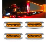 NWpangu 4PCS LED Side Marker Lights, 4-LED Universal LED Front Rear Side Light Clearance Position Lamps for 12V/24V Truck Trailer Lorry Caravan Bus Boat. (Yellow)