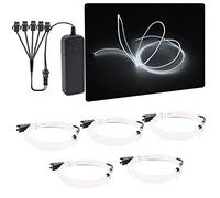 NWpangu EL Wire Neon Lights, 5 in 1(3.28Ft Each) Electroluminescent EL Wires Set for Holiday, Party, DIY Decoration, Warning Sign, White(3 Operation Modes)