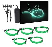 NWpangu EL Wire Neon Lights, 5 in 1(3.28Ft Each) Electroluminescent EL Wires Set for Holiday, Party, DIY Decoration, Warning Sign, Green(3 Operation Modes)