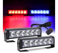 NWpangu LED Emergency Strobe Light, 12-LEDs Dash Strobe Light Red Blue Warning Light Bar with Switch for Car Boat Trucks Trailers Construction Vehicles(Multiple Modes)