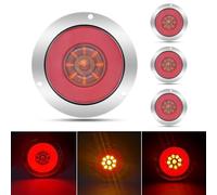 NWpangu LED Truck Tail Light, Round 24-LED Red/Yellow Bi-Color Trailer Rear Light Brake Stop Running Lights with Chrome for Truck Trailer Camper Van RV Boat, Waterproof, 4PCS
