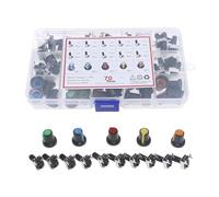 NWPNLXEA 70Pcs 10Value 3Pin RV09 type Horizontal Potentiometer kit 1K 2K 5K 10K 20K 50K 100K 200K 500K 1M with knobs