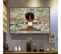 NWPNLXEA Afro Queen Yoga : Empowering Art Print Celebrating Black Beauty and Strength, Meaningful Gift for Juneteenth, Black History Month & Yoga Day Framed,08x12inch(20x30cm)