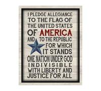 NWPNLXEA American Patriotic Wall Art, I Pledge Allegiance to the Flag Print for Home, Office, Man Cave, and Bar Wall Decor Framed,16x24inch(40x60cm)