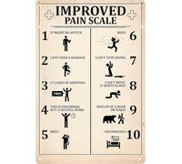 NWPNLXEA Amusing Improved Pain Scale Sign Aluminum Wall Hanging for Gallery Kitchen Bathroom Farm Yard Bar Garage Man Cave 8 X 12 in