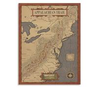 NWPNLXEA Appalachian Trail Route Guide Map for Outdoor Enthusiasts and Adventure Style Wall-Art Unframed,16x24inch(40x60cm)