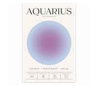 NWPNLXEA Aquarius Zodiac Sign Wall Art Poster - Astrological Decor for Birthday Gift, Office & Bedroom - Celestial Horoscope Print Framed,08x12inch(20x30cm)