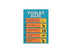 NWPNLXEA Bathroom Etiquette Poster: Humorous Restroom Rules Sign for Office, Workplace, or Commercial Bathroom Decor Framed,16x24inch(40x60cm)