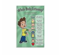 NWPNLXEA Behavior Support Chart for Active Listening Social Skills Learning Poster for Autism ADHD Resources and Calm Corner Classroom Decor Unframed,16x24inch(40x60cm)