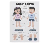 NWPNLXEA Body Parts Chart for Educational Poster Montessori Learning Canvas Wall-Art Print for Room Classroom Decor Unframed,12x18inch(30x45cm)