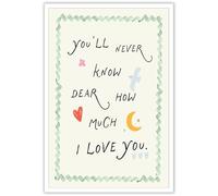 NWPNLXEA Boho Nursery Wall-Art, You'll Never Know Dear How Much I Love You Quote, Colorful Minimalist Print for Girl Boy Shower, Parent Gift Framed,16x24inch(40x60cm)