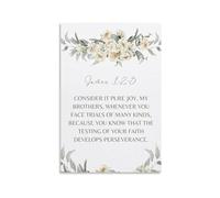 NWPNLXEA Botanical Christian Art Print James 1 2-3 Consider It Pure Joy Bible Verse Canvas Painting for Farmhouse Bedroom Decor Living Room Unframed,08X12inch(20X30cm)