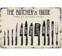NWPNLXEA Butcher's Meat Guide Vintage Metal Sign for Kitchen Man Cave Den Restaurant Decor 8 X 12 in