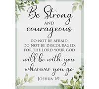 NWPNLXEA Christian Gift for Home Decor Joshua 1 9 Bible Verse Wall-Art Scripture Quote Religious Print for Office Bedroom Nursery Living Room Framed,12x18inch(30x45cm)