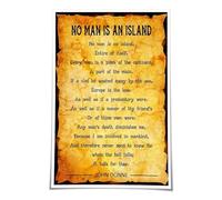 NWPNLXEA Classic Poetry on Canvas: No Man Is An Island, Inspirational Quote about Community, Framed Wall Art for Living Room or Office Decor(Framed,16x24inch(40x60cm))
