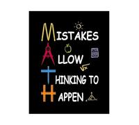 NWPNLXEA Classroom Wall-Art Math Growth Mindset Poster Mistakes Allow Thinking to Happen Motivational Decor for Elementary Middle High School Teachers Unframed,16x24inch(40x60cm)
