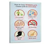 NWPNLXEA Cleanliness Rules Poster Public Places Hygiene Guidelines Educational Sign Canvas Wall-Art for School Office Framed,16x24inch(40x60cm)