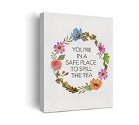 NWPNLXEA Conversation Starter Wall-Art Youre in a Safe Place to Spill the Tea Canvas Print Therapist Office Decor Inspirational Room Gift Unframed,12x18inch(30x45cm)