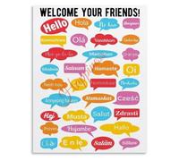 NWPNLXEA Cultural Diversity Welcome Poster Multiple Languages Classroom Education Canvas Wall Unframed,12x18inch(30x45cm)
