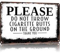 NWPNLXEA Do Not Throw Cigarette Butts On The Ground Vintage Aluminum Metal Sign for Patio Deck Wall Decor 8 X 12 in