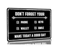 NWPNLXEA Dont Forget Phone Keys Wallet Smile Checklist Metal Sign Vintage Daily Reminder Tin Wall-Art for Entryway Office 8 X 12 inch