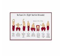 NWPNLXEA Eight Section Brocade Qi Gong Poster, Ba Duan Jin Practice Sequence Wall Chart, Chinese Kung Fu Art Canvas Painting for Martial Arts School Framed,12x18inch(30x45cm)