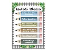 NWPNLXEA Elementary Classroom Rules Poster Boho Pencil Chart for Teachers Preschool Kindergarten Back to School Decor Supplies Framed,12x18inch(30x45cm)