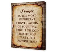 NWPNLXEA Faith Home Decor Prayer Is the Fundamental Conversation Christian Quote Canvas Wall-Art Print for Living Room Office Church and Prayer Room Framed,08x12inch(20x30cm)