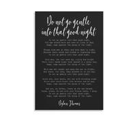 NWPNLXEA Famous Dylan Thomas Quote - Do Not Go Gentle Into That Good Night Poetry Poster, Literary Wall Art for Book Lovers, Study Room Decor Unframed,08x12inch(20x30cm)