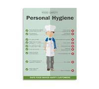 NWPNLXEA Food Hygiene and Protocol Poster Daily Practices for Home Cooks and Professional Kitchens Canvas Print Framed,16x24inch(40x60cm)